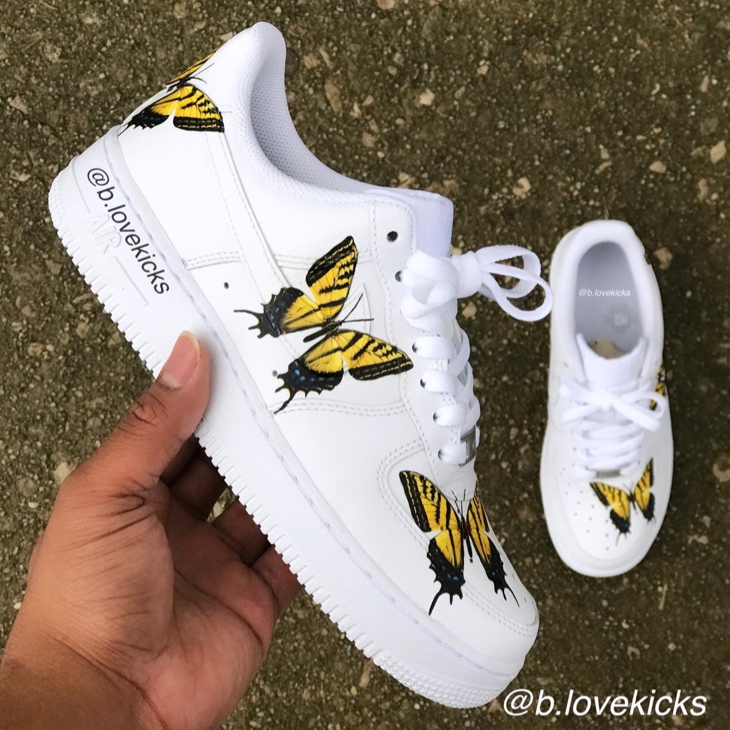 Nike Air Force 1 Custom Shoes Yellow Butterfly Sneakers All Sizes